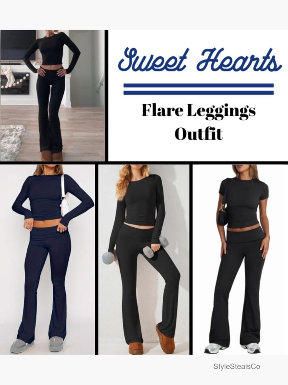 Flare Leggings Long Sleeve Crop Top 2 Piece Lounge Set - Picture 5 of 5